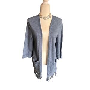 🍁 BUNDLE ONLY - 5/$15 Sonoma Fringe Open Cardigan,, Blue, Size Petite Large